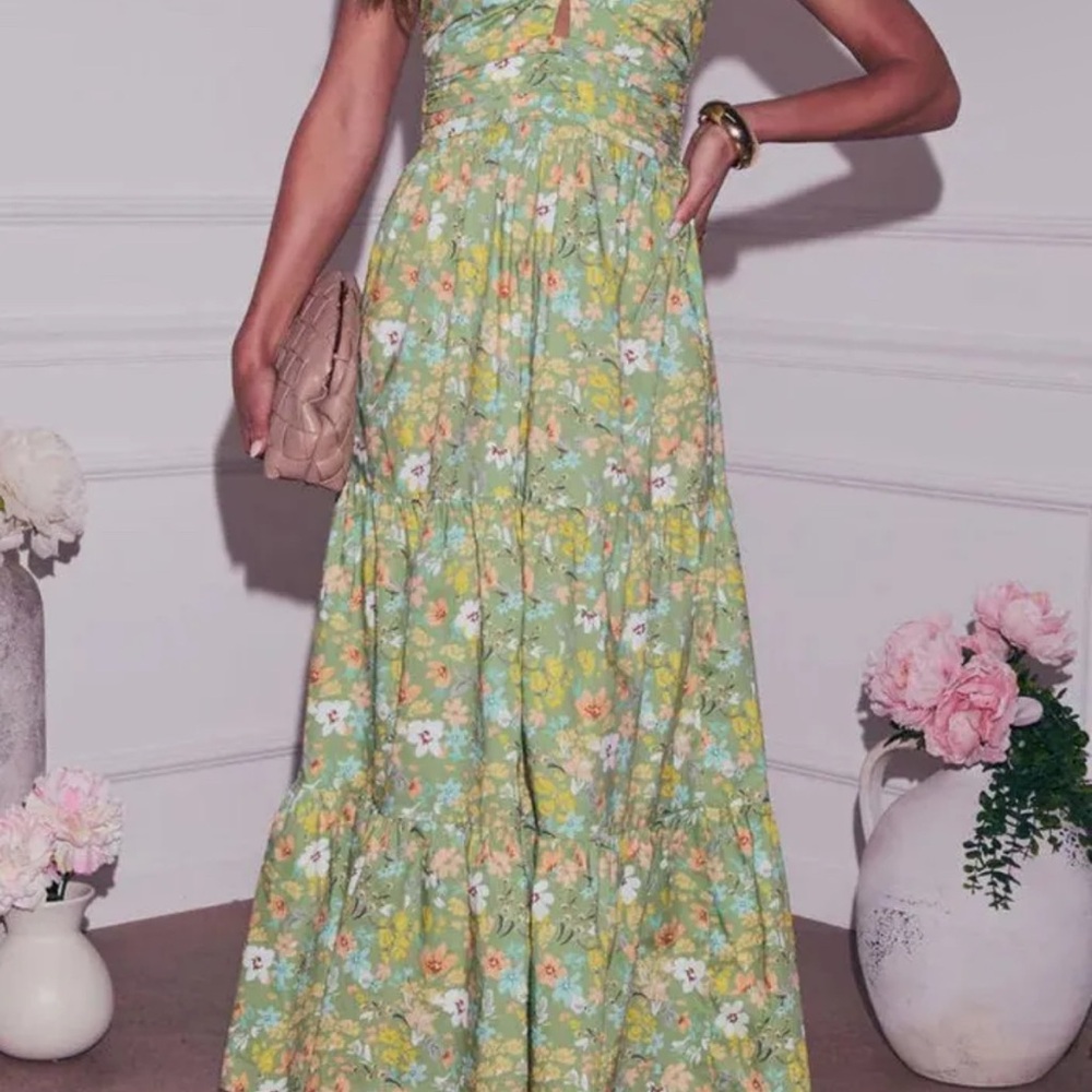 Floral Green Maxi Dress